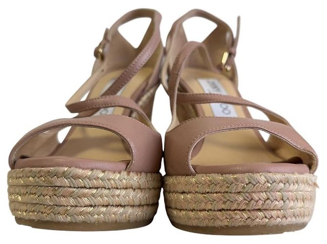 Sandali con zeppa in pelle Jimmy Choo Rosa Beige - vista 2