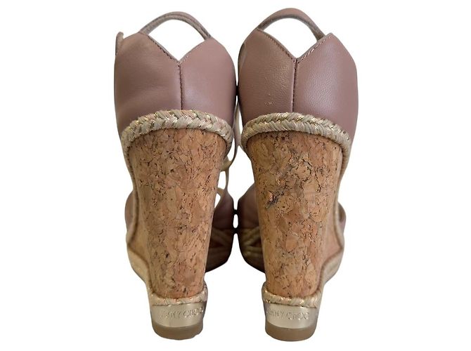 Sandali con zeppa in pelle Jimmy Choo Rosa Beige - vista 6