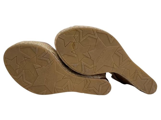 Sandali con zeppa in pelle Jimmy Choo Rosa Beige - vista 7