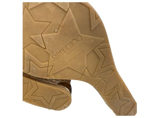 Sandali con zeppa in pelle Jimmy Choo Rosa Beige - vista 8
