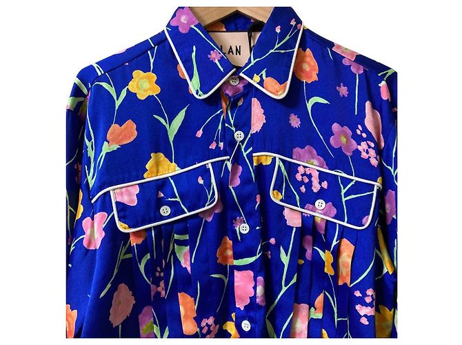 Autre Marque Camisa plisada con estampado floral Plan C Azul - vista 3