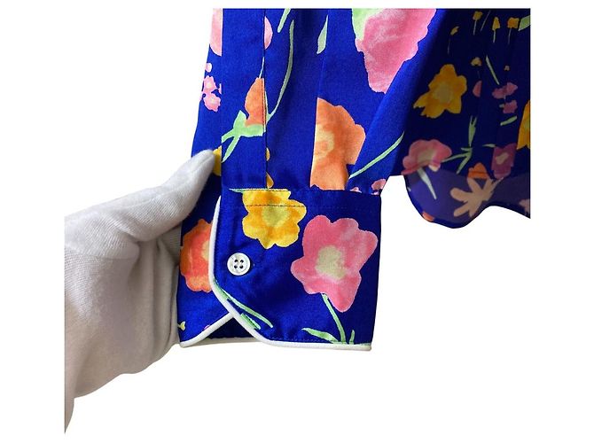Autre Marque Camisa plisada con estampado floral Plan C Azul - vista 6