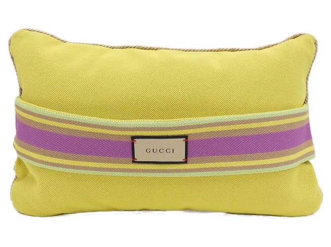 Coussin en polyester, polyamide et jute Gucci ZAREY Jaune - vue 2