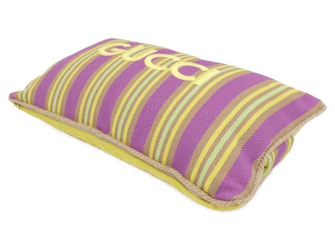 Coussin en polyester, polyamide et jute Gucci ZAREY Jaune - vue 3