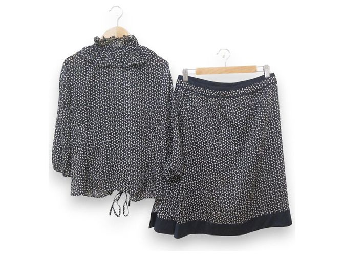 Autre Marque Bluse Rock 2-in-1 Leilian Schwarz Weiß Marineblau - Ansicht 2