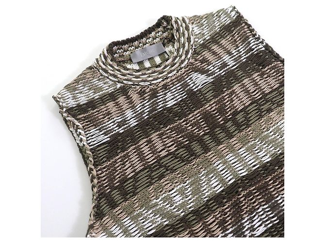 Dior Beste Gewebte Baumwollstrick Grün Khaki - Ansicht 3