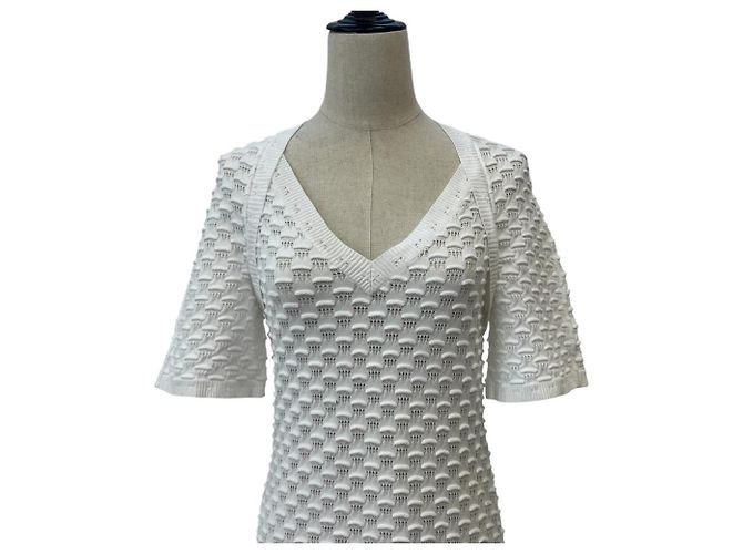 Timeless Chanel Coco Mark Strickkleid Weiß - Ansicht 3