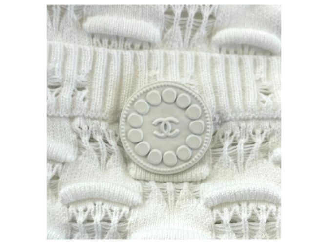 Timeless Chanel Coco Mark Strickkleid Weiß - Ansicht 8