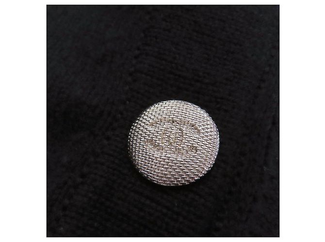 Chanel COCO Marca Botão Cashmere Tricot 2em1 Preto - vista 6