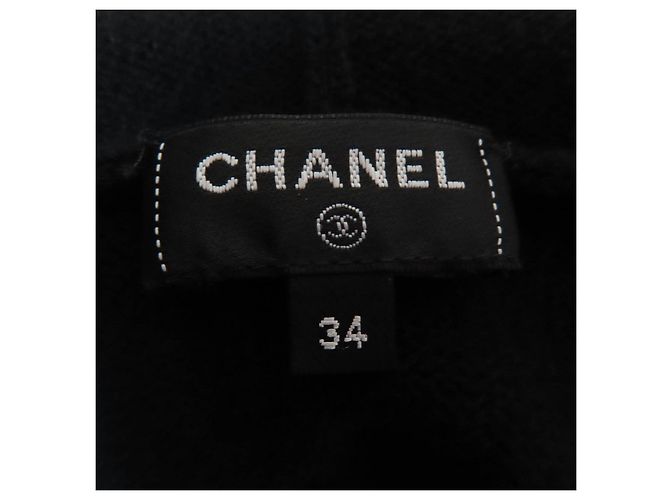 Chanel COCO Marca Botão Cashmere Tricot 2em1 Preto - vista 7