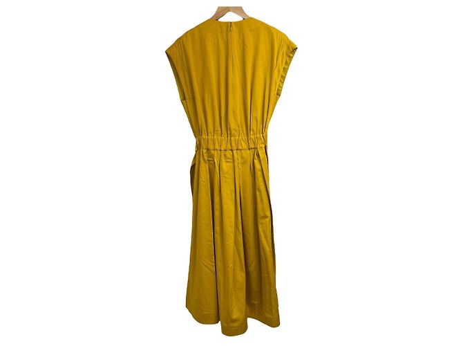 Autre Marque Vestido largo de algodón rayón con mangas francesas CYCLAS Amarillo - vista 2
