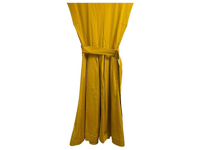Autre Marque Vestido largo de algodón rayón con mangas francesas CYCLAS Amarillo - vista 4