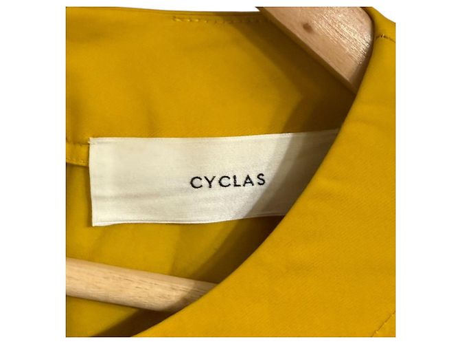 Autre Marque Vestido largo de algodón rayón con mangas francesas CYCLAS Amarillo - vista 5