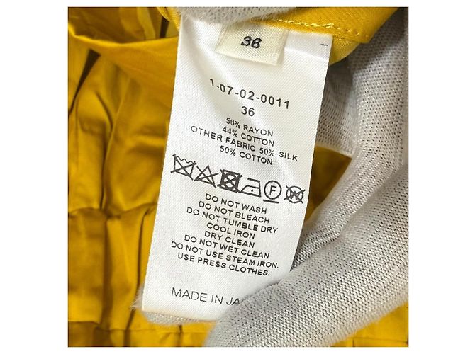 Autre Marque Vestido largo de algodón rayón con mangas francesas CYCLAS Amarillo - vista 6