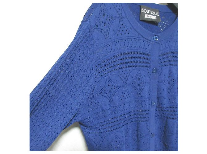 Boutique Moschino Häkelstrickjacke Blau Marineblau - Ansicht 4