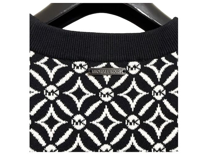 Top de punto jacquard con logo Michael Kors Negro Blanco - vista 3