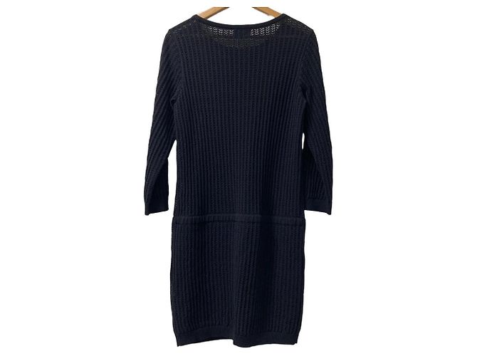 Apc A.P.C. Kleid aus Leinenmischung mit Häkelstrick Schwarz - Ansicht 2