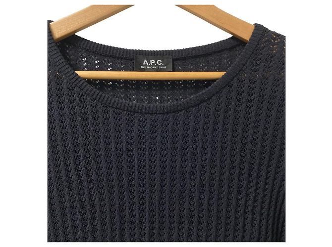Apc A.P.C. Kleid aus Leinenmischung mit Häkelstrick Schwarz - Ansicht 3