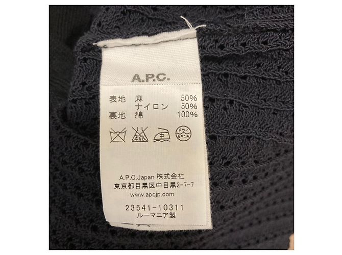 Apc A.P.C. Kleid aus Leinenmischung mit Häkelstrick Schwarz - Ansicht 7
