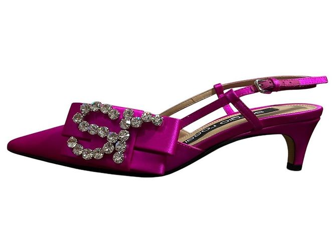 Autre Marque Zapatos de tacón bajo slingback con punta afilada y logo bijou Sergio Rossi Rosa - vista 4