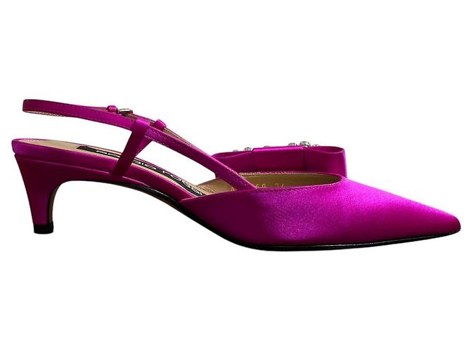 Autre Marque Zapatos de tacón bajo slingback con punta afilada y logo bijou Sergio Rossi Rosa - vista 5