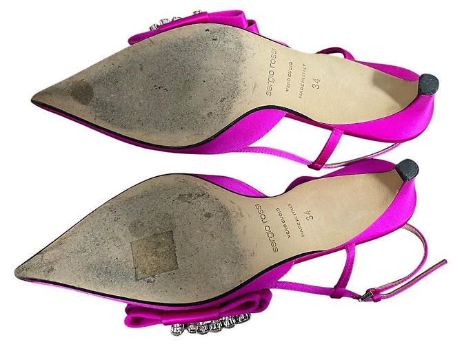 Autre Marque Zapatos de tacón bajo slingback con punta afilada y logo bijou Sergio Rossi Rosa - vista 7