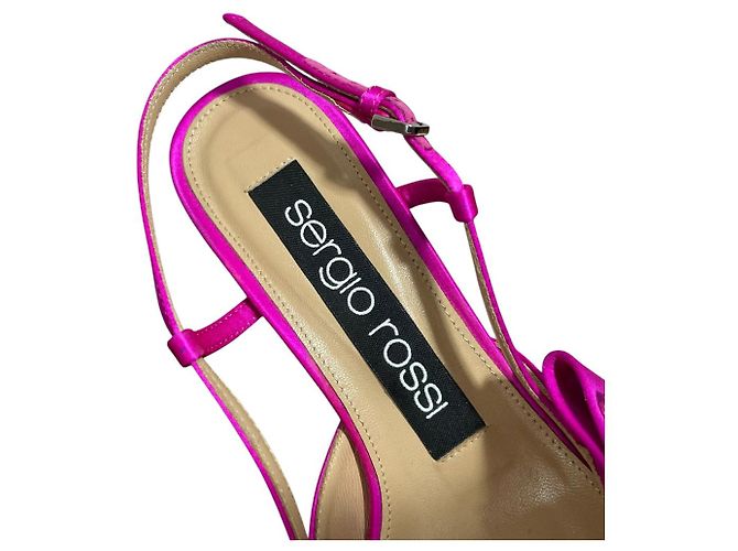 Autre Marque Zapatos de tacón bajo slingback con punta afilada y logo bijou Sergio Rossi Rosa - vista 8
