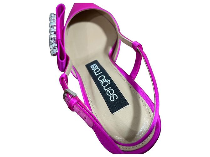 Autre Marque Zapatos de tacón bajo slingback con punta afilada y logo bijou Sergio Rossi Rosa - vista 9