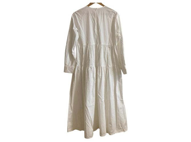 Autre Marque Vestido de sarga de algodón impecable Blanco - vista 2