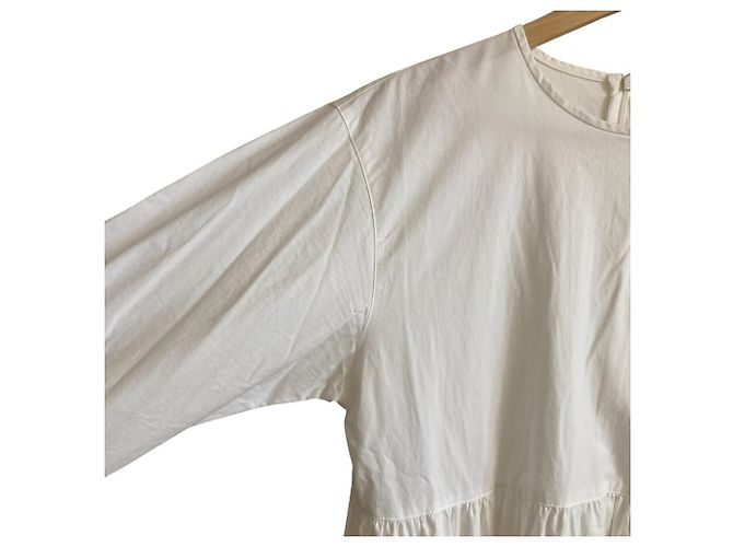 Autre Marque Vestido de sarga de algodón impecable Blanco - vista 3
