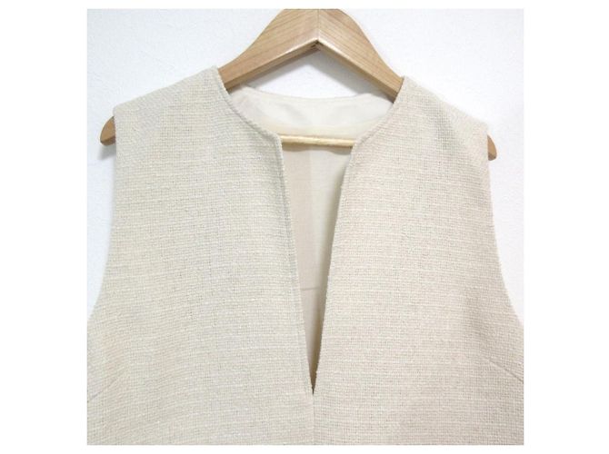 Autre Marque ANAYI Karl Garn Tweed V-Ausschnitt Bluse Beige - Ansicht 3