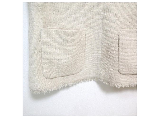 Autre Marque ANAYI Karl Garn Tweed V-Ausschnitt Bluse Beige - Ansicht 4