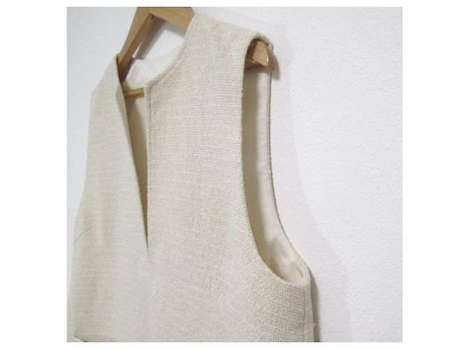 Autre Marque ANAYI Karl Garn Tweed V-Ausschnitt Bluse Beige - Ansicht 5