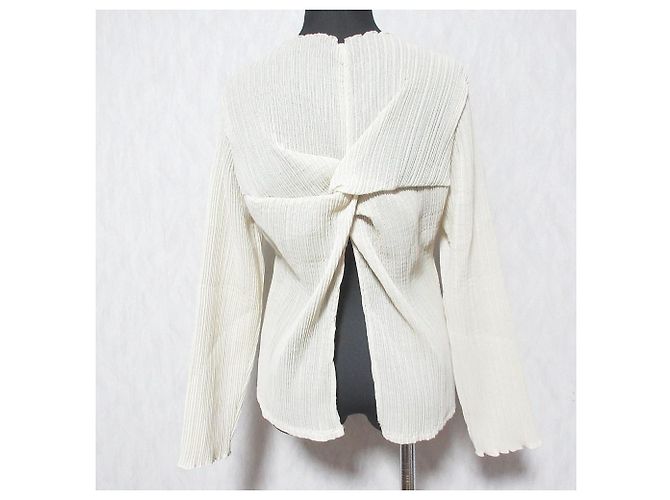 Autre Marque Plisierter Top mit Kordeldetails Beige - Ansicht 2
