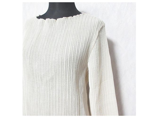 Autre Marque Plisierter Top mit Kordeldetails Beige - Ansicht 4