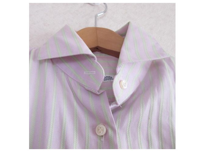Autre Marque Camicia a Righe a Maniche Lunghe Barba Rosa Verde - vista 3