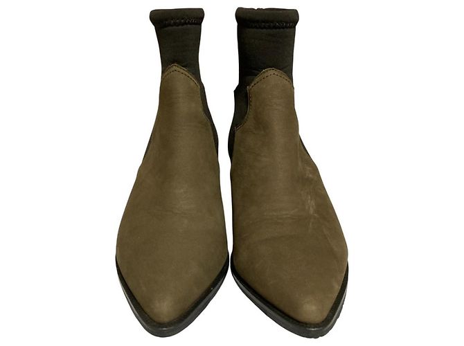 Autre Marque Spitzzehen-Stiefeletten Nouer Grün Khaki - Ansicht 2