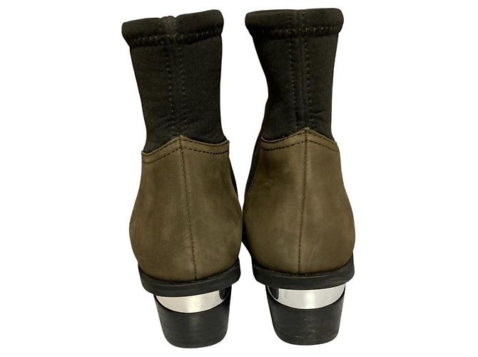Autre Marque Spitzzehen-Stiefeletten Nouer Grün Khaki - Ansicht 3