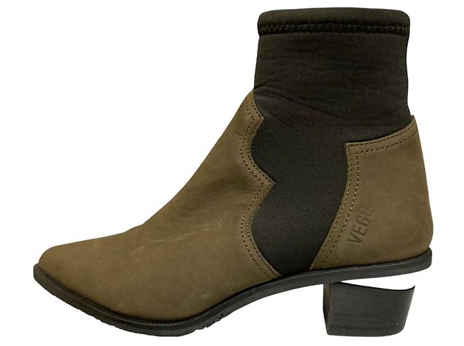 Autre Marque Spitzzehen-Stiefeletten Nouer Grün Khaki - Ansicht 4