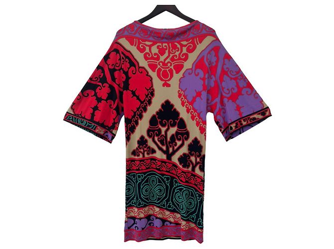 Autre Marque Vestido de seda LEONARD PARIS Negro Roja Beige Verde Púrpura - vista 8