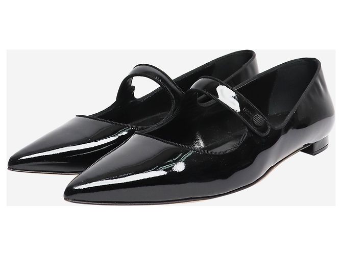 Manolo Blahnik Ballerine nere in vernice a punta - taglia EU 43 Nero - vista 2