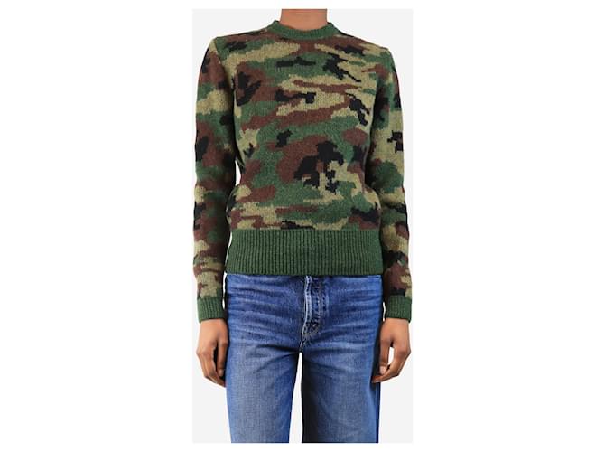 Miu Miu Grüner Camouflage-Wollpullover - Größe UK 14 - Ansicht 3