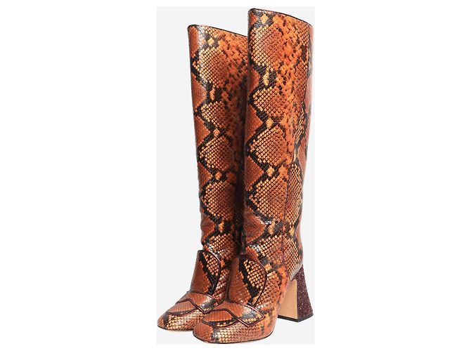 Rochas Botas de serpiente marrón hasta la rodilla - talla EU 36 Castaño - vista 2
