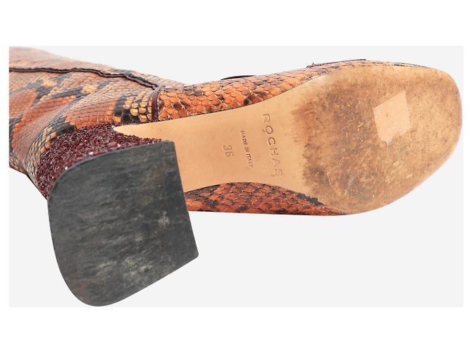 Rochas Botas de serpiente marrón hasta la rodilla - talla EU 36 Castaño - vista 6