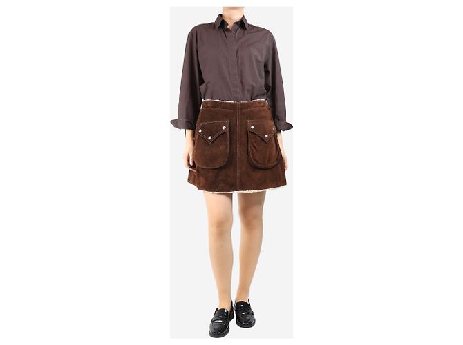 Maison Martin Margiela Mini falda de shearling marrón - talla UK 12 Castaño - vista 2