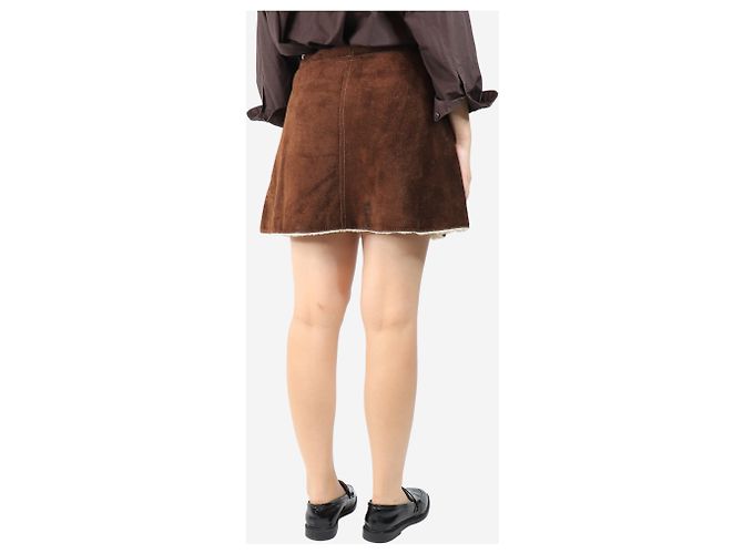 Maison Martin Margiela Mini falda de shearling marrón - talla UK 12 Castaño - vista 3