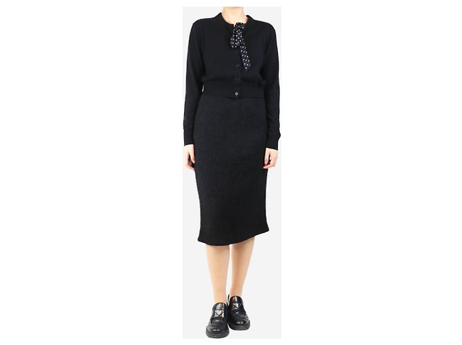 Chanel Schwarzer Wollmischung-Midi-Rock - Größe UK 10 - Ansicht 2