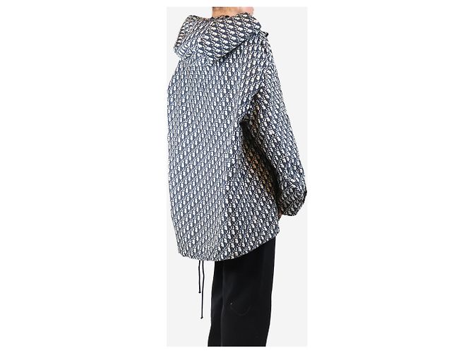 Dior Blauer schräger Jacquard-Anorak mit Kapuze - Größe M - Ansicht 2