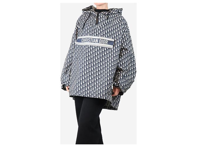 Dior Blauer schräger Jacquard-Anorak mit Kapuze - Größe M - Ansicht 3