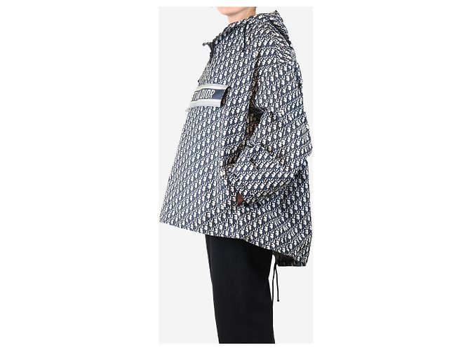 Dior Blauer schräger Jacquard-Anorak mit Kapuze - Größe M - Ansicht 4